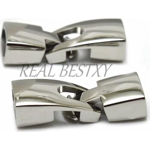 10pcs/lot engrave logo hole:10.5*6.1mm Stainless Steel Flat End Fastener Jewelry Connector Clasps Hooks Clasps Leather Cord DIY