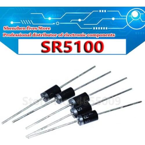 10pcs/lot SR5100 SB5100 5A 100V DO-27 In Stock