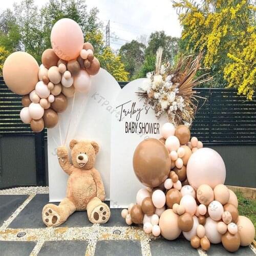 124pcs DIY Balloon Garland Kit Wedding Decoration Doubled Blush Nude Apricot Coffee Balloon Arch Gender Reveal Baby Shower Decor