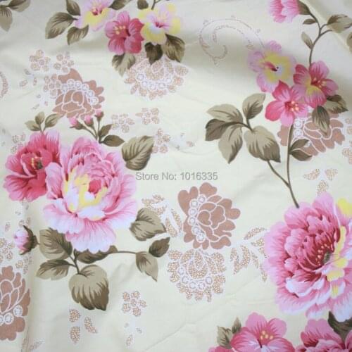 160cm Yellow Big Floral Rose Printed cotton fabric hanmde tecidos algodao para patchwork Width