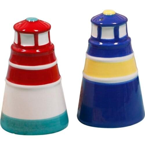 2pcs cookware Handmade underglaze spice jar Lighthouse shape ceramic salt shaker jars for spices houseware kitchen pepper shaker