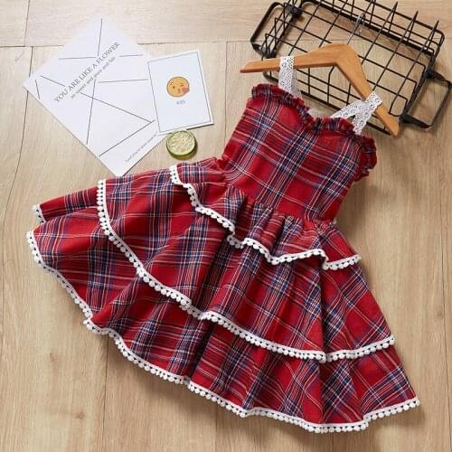 2019 Kids Dresses for Girls Lace Plaid Backless Girl Knitting Dress Spring Autumn Birthday Party Casual Clothes Toddler Clothing