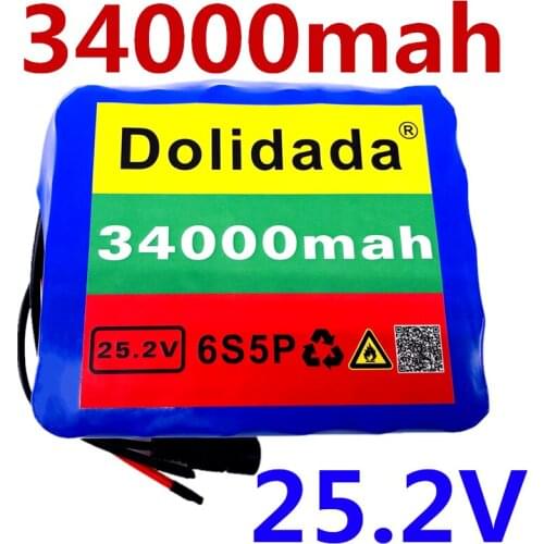 24V 34Ah 6S5P 18650 li-ion battery pack 25.2v 34000mAh electric bicycle moped /electric/lithium ion battery pack