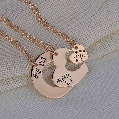 3 PCS/set New Design Big Middle Little Sister Family Style Moon Heart Pendant Necklace Fashion Necklaces For Women Jewelry Gift