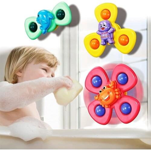 3pcs/set Cute Cartoon Suction Cup Spinner Toy Novelty Baby Toys Bath Toys For Children Baby Rattle Toy Spin Toys For Babies
