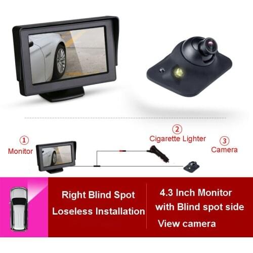 4.3 inch HD Car Rear View Monitor Reversing LCD TFT Display with Night Vision Car Blind right Backup Rearview Camera for Vehicle