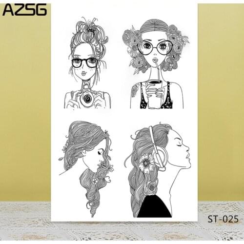 AZSG Beautiful fashion girl style Clear Stamps/Seal For DIY Scrapbooking/Card Making/Album Decorative Silicon Stamp Crafts