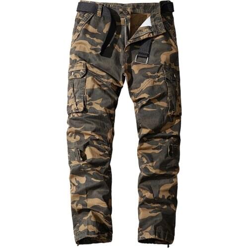 Men Pants Multi-pocket Straight Leg Trousers Camouflage Printed Cargo Pants Men Climbing Men Clothing Casual Pants