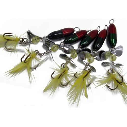 CATCHSIF 5pcs Double Color Spinner baits with 2 Churning Prop Blades sinking hard fishing lures