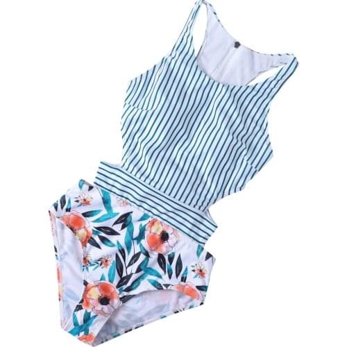 European and American Foreign Trade One Piece Womens Striped Bikini Swimsuit Swimsuit Women Bathing Suit Women