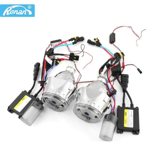 RONAN Car Styling Headlight Retrofit 2.5 inch HID Bi Xenon Projector Headlight Lens H1 H4 H7+Optic Angel Eyes+Xenon kit