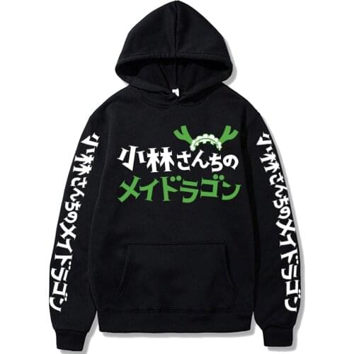 Miss Kobayashis Dragon Maid Logo Print Hoodies Kawaii Tohru Print Loog Sleeve Anime Manga Autumn Fashion Sportswear Sweatshir