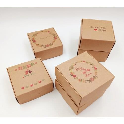 50Pcs/Lot 6.5x6.5x3.0cm Classic Paper Gift Box Handmade Printing For Jewelry Accessory Display Packaging Paper Boxes Cardboard