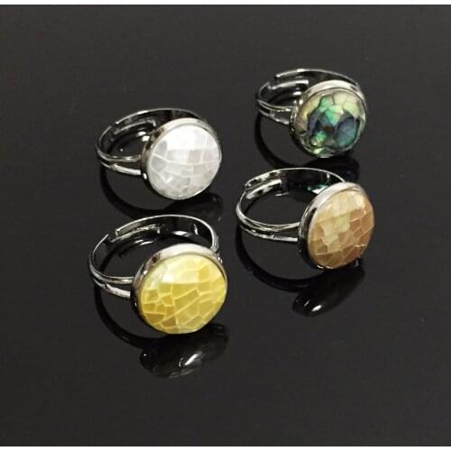 Small Mother of Pearl Rings Natural Seashell Ring Pink White Abalone Shell Adjustable Finger Rings Party Wedding Women Jewelry