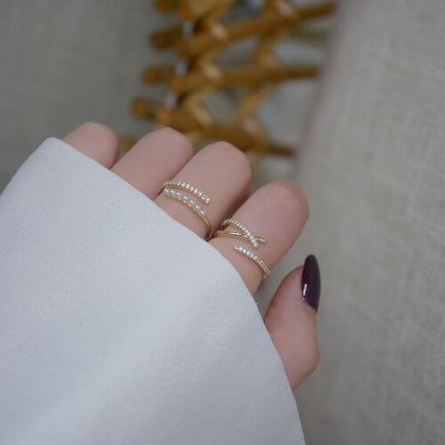 Korea Hot Selling Fashion Jewelry Exquisite 14K Real Gold plated Zircon Ring Elegant Cross Womens Open Daily Ring