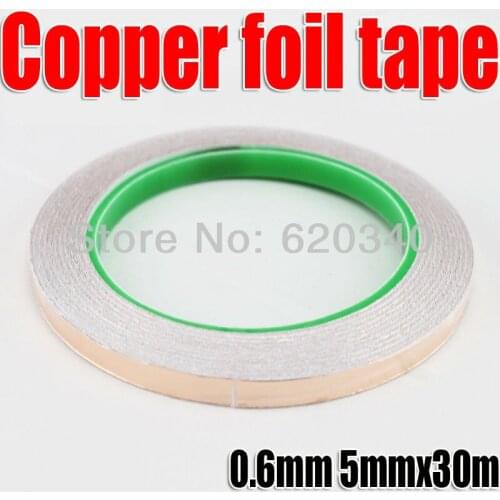 2 pcs/ 5MM X30M Copper foil tape Adhesive copper tape Shield Tape Single Conductive Film COPPER FOIL TAPE Strap