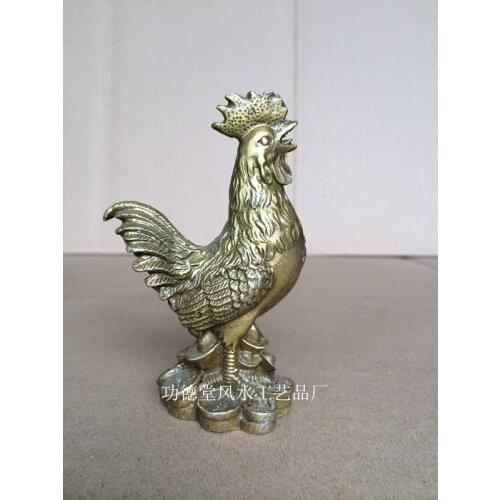 A copper lucky cock rooster Zhaocai house defends the anti villain Feng Shui mistress