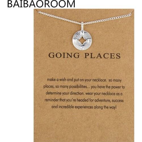 12pcs Fashion Jewelry Going Places, Flat Compass Necklace For Women