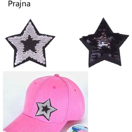 Prajna Reversible Sequins Patch Star Stickers Lot Cropped Patches Applications For Clothes Patchwork Applique Embroidered Fabric