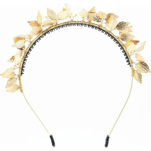 2021 NEW SPRING SUMMER STYLE fashion bridal dressy hairband metal leaves design metallic gold color girls headband-1
