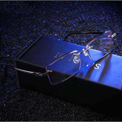 New diamond cut high-end business mens reading glasses fashion metal rimless reading glasses