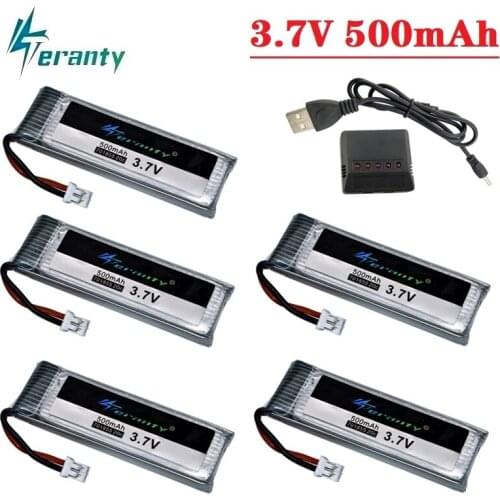 Original 1S 3.7V 500mAh Battery with 2.00mm Plug 4.2V LiPo Battery RC Helicopter Drone Spare Accessaries Battery Charger Set