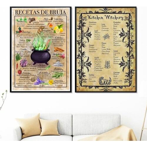 Kitchen Witchery Funny Posters and Prints Decoration Canvas Wall Pictures Witches Magic Knowledge Art Painting Gifts Home Decor