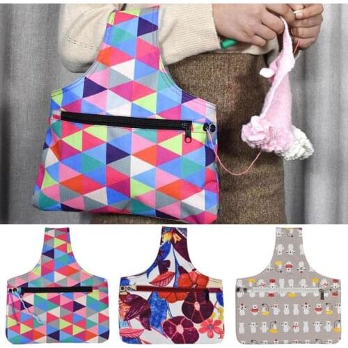 Empty Knitting Bag Yarn Tote Organizer Storage Bag Woolen Yarn Holder Bag DIY Needlework Storage Bag Mom Home Sewing Kit Bag