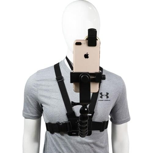 Adjustable Phone Clip Holder with Gopro Chest Belt/Strap for iPhone Samsung Huawei xiaomi smartphone Outdoor Sports Accessories