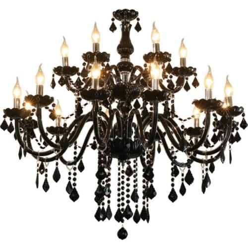 18 Lights crystal chandelier lamp brief fashion living room lamps lighting Luxury black crystal Chandelier lighting lamp candle