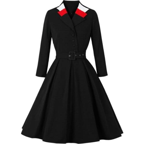 Autumn Winter Tunic Dress Vintage Rockabilly Dress Jurken 60s 50s Retro Big Swing Pin Up Women Audrey Hepburn Dress Vestidos