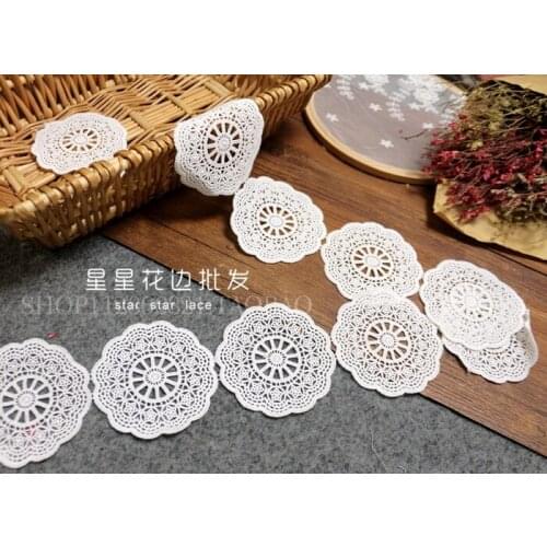 1Meter Retro White Circle Lace Trims Daisy Applique Cotton Costume Trimmings Home Textiles Headwear Sewing Flower Lace Fabric