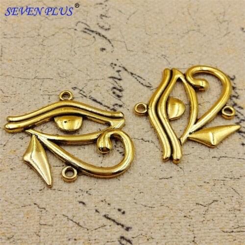 High Quality 10 Pieces/Lot 41mm*35mm Antique Gold Eye Of Horus Egyptian Charms Connector For Bracelets