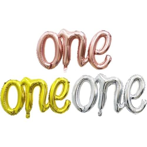 1st Birthday Rose Gold Conjoined Balloons 1Pcs One Boy Girl Letter Foil Balloon Baby Shower Birthday Party Decoration Air Globos