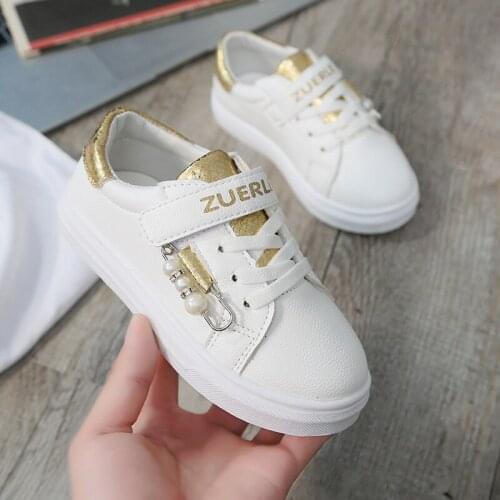 2021 kid shoes Children Shoes Casual Girl Princess Pearl Sneaker Kids Shoes For Girls Non-slip Loafers Classic White Sport Shoes