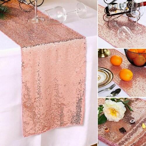 30x180cm 30x270cm Rose Gold Silver Sequin Table Runner For Wedding Birthday Party Home Decoration Table Cloth Cover