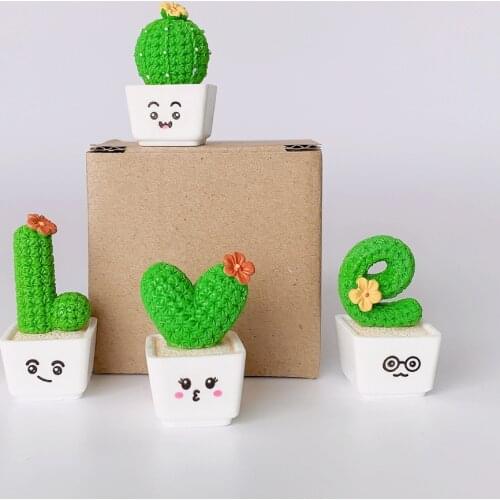 4Pcs Simulation Cactus Adornments Adornments for Valentines Day Party Birthday Wedding Spa Home Decoration Friends Gifts
