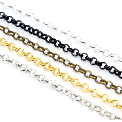 5 Meters/lot 2.0mm 2.5mm 5 Colors Plated O-ring Unwelded Iron Cable Chains Necklace DIY Jewelry Making Findings Accessories