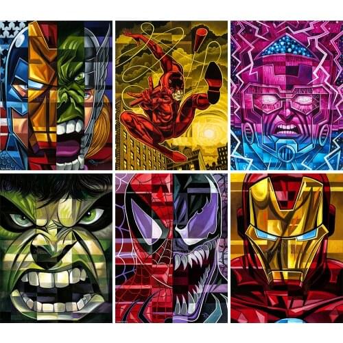 5D DIY Diamond Painting Marvel Cartoon Avengers Heroes Full Square Round Embroidery Mosaic Set Cross Stitch Home Decor Art Gift