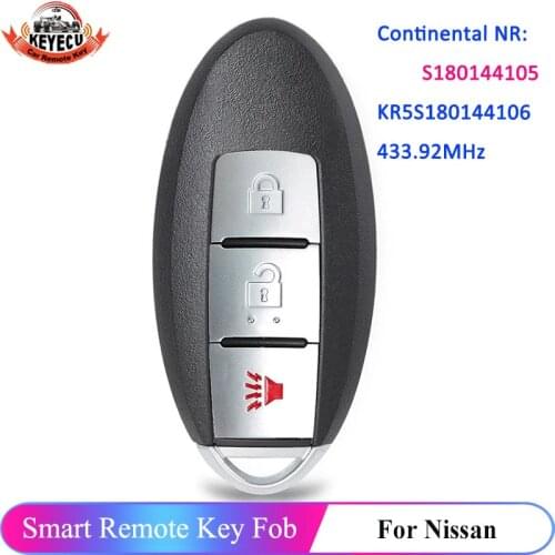 KEYECU S180144105 3 Button for Nissan Rogue 2014 2015 2016 2017 2018 Car Remote Smart Key Fob KR5S180144106 433.92MHz 4A Chip