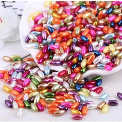 4x8mm 50pcs Oval Imitation Pearl Beads For Clothes Sewing Material Crafting Pearls Jewelry Wedding Garment Decorative Abs Beads