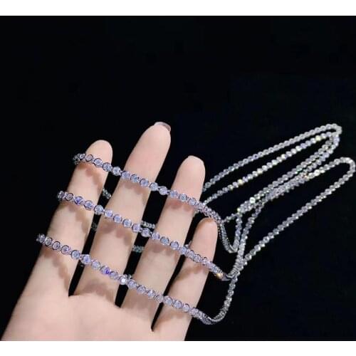 Simple style cubic zircon necklace without lock 60CM 925 sterling silver fine women jewelry free shipping single string