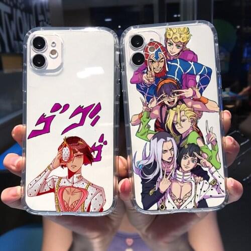 JoJos Bizarre Adventure Anime Phone Case For iPhone 12 11 Pro XR X XS MAX SE20 7 8 Plus Cute Shockproof Clear Soft TPU Cover Bag