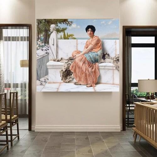 Citon John William Godward《In the Days of Sappho》Canvas Art Oil Painting Artwork Poster Picture Wall Decor Home Decoration