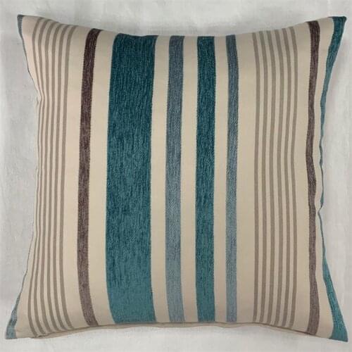 Classical Chenille Teal Jacquard Stripes Geometric Cushion Cover Sofa Decorative Throw Pillowcase from Factory