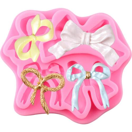 DIY Bows Knot Silicone Mold Cupcake Topper Fondant Molds Wedding Cake Decorating Tools Candy Clay Chocolate Gumpaste Moulds