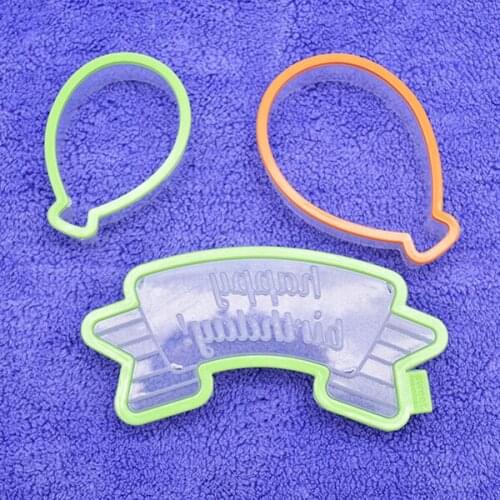 DIY Biscuit Cutter Mold Baking Border Decorative Mold Balloon Happy Birthday Fondant Cake Molds AUG889