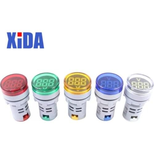 DIY Mini Digital Voltmeter 22mm Round AC 12-500V Volt Voltage Tester Meter Monitor Power LED Indicator Pilot Lamp Light Display