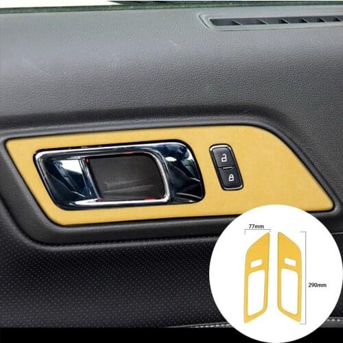 For Ford Mustang 2015-2019 Alcantara Suede Wrap Car Door Hand Panel Strip Cover Handles Trim Stickers Internal Accessories