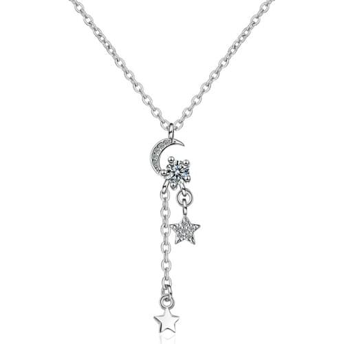 Elegant Star Moon Pendant Necklace Charming Womens Wedding Clavicle Chain Fashion Party Jewelry Girl Gift